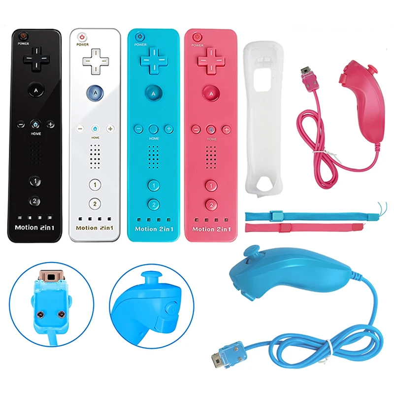 2 In 1 Remote Controller with Motion Plus For Nintendo Wii U Nunchuck Wireless Gamepad For Nintend Wii Console Joystick Joypad