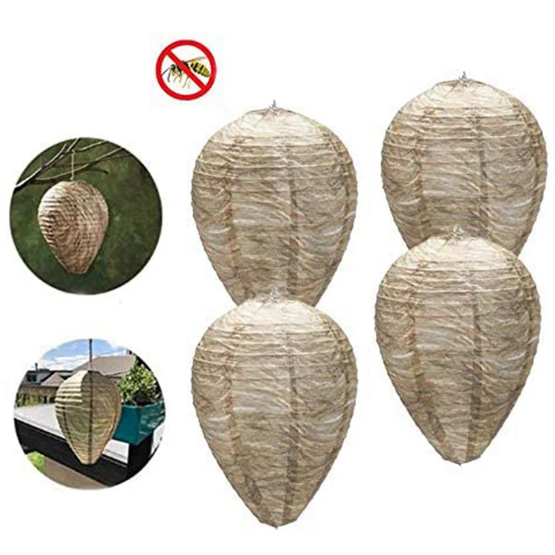 AB33-8PCS Wasp Nest,Decoy Hanging Fake Wasp Nest Paper Decoy Safe Fake Trap Effective Eco Friendly Paper Wasp Nest For Garden