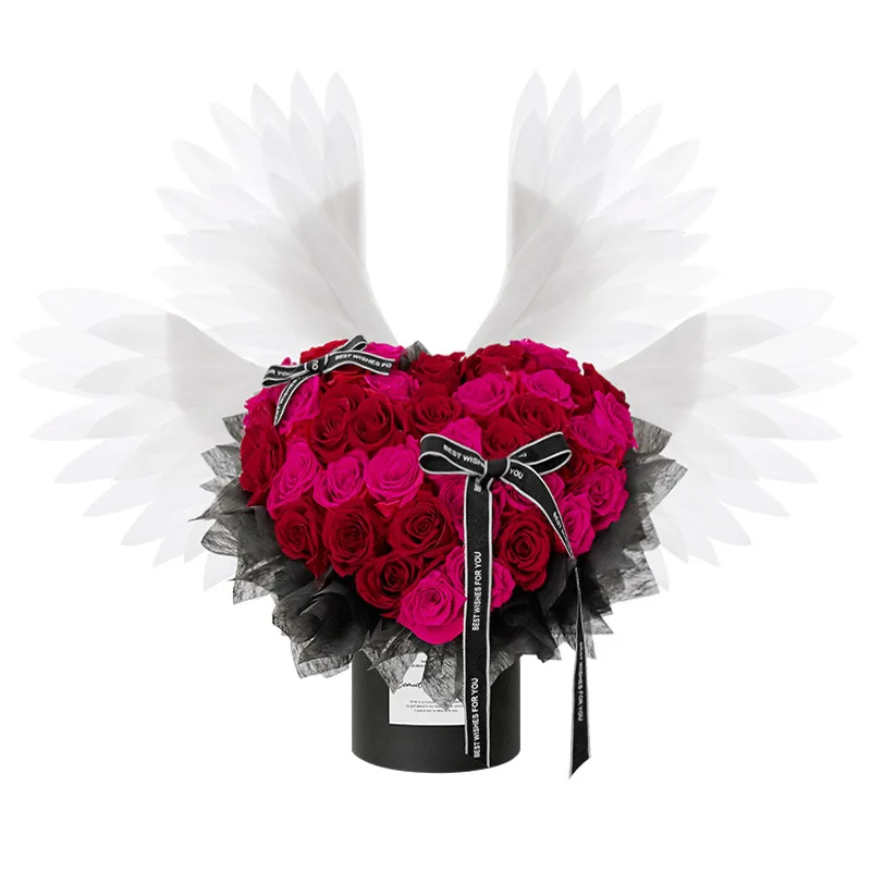 Rose Immortal Flower, Angel Wings Immortal Flower Hug Bucket, Ritual Gift