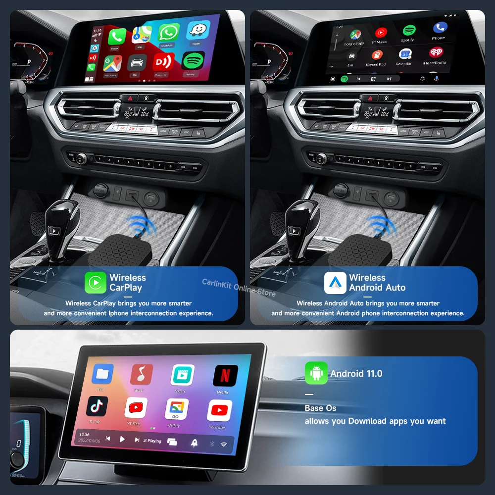 Carlinkit Ai Box Basic 2290 Android 11 Tv Box CarPlay Android Auto Wireless Support Youtube Netfilx Google Play Store Ble Wifi - Image 3