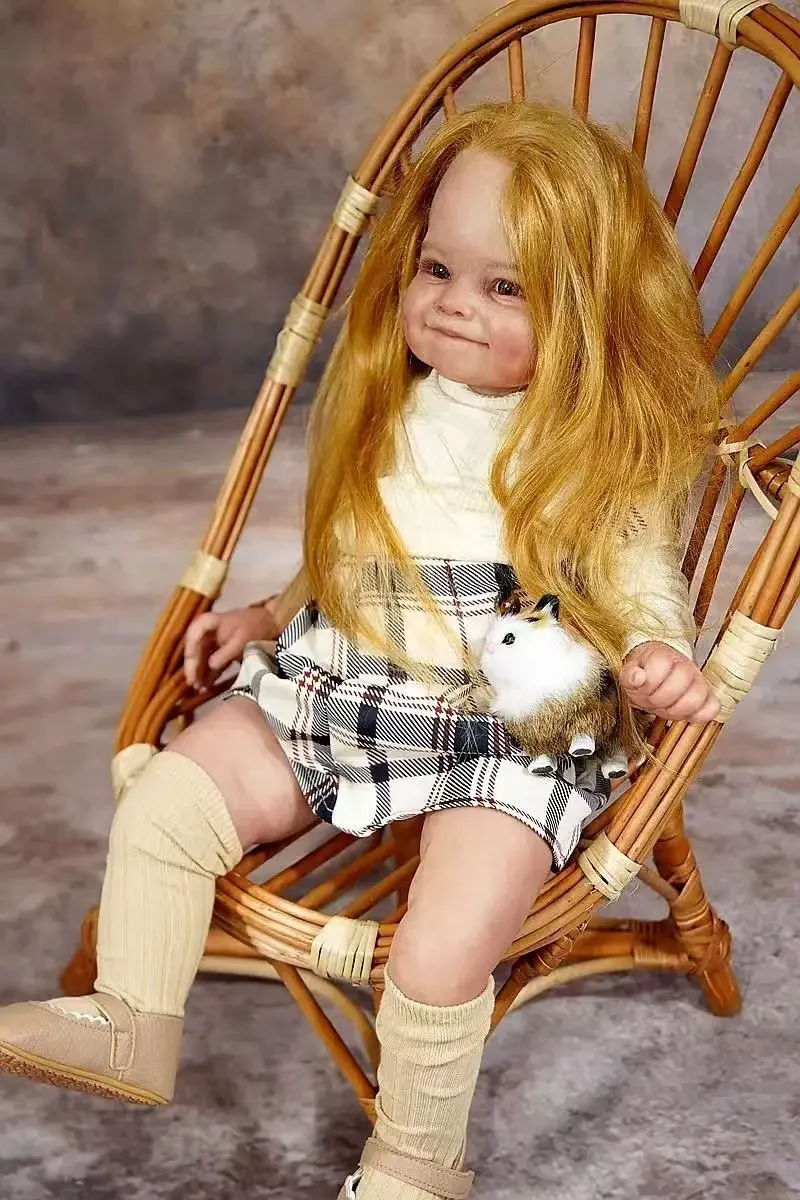 Ego customzied fornecimento limitado 28 polegadas reborn bebê raya cabelo dourado enraizado à mão já acabado boneca com vestido diferente