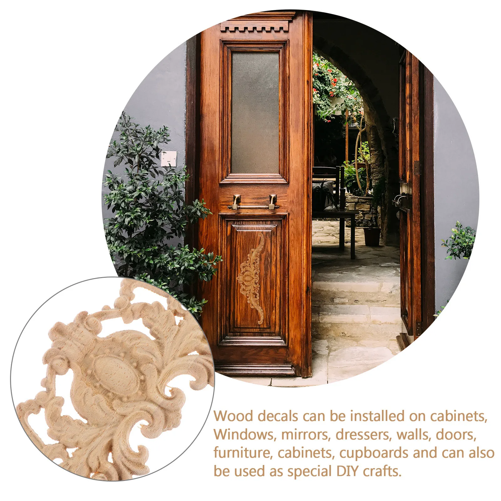 

2Pcs Wood Carved Onlay Applique DIY Unpainted Wooden Decor for Doors Cabinets Walls Furniture Retro Style Detailing
