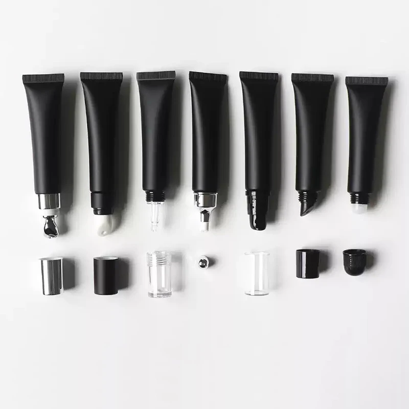 

BEAUTY MISSION 15ml x 50 empty Black Scrub matte cosmetic hose Pack Squeeze Trial Pack Dispenser Empty lip gloss hose