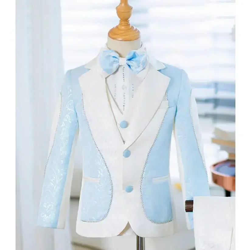 

Children's Suit Set 2024 New High-End Handmade Flower Boy Host Piano Performance Blazer Suit A3754