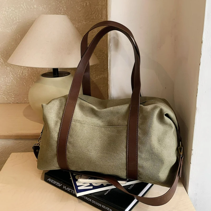 

New Large Capacity Canvas Shoulder Bag Versatile Texture Crossbody Bag for Women Casual Commuter Tote College Student Class Bag