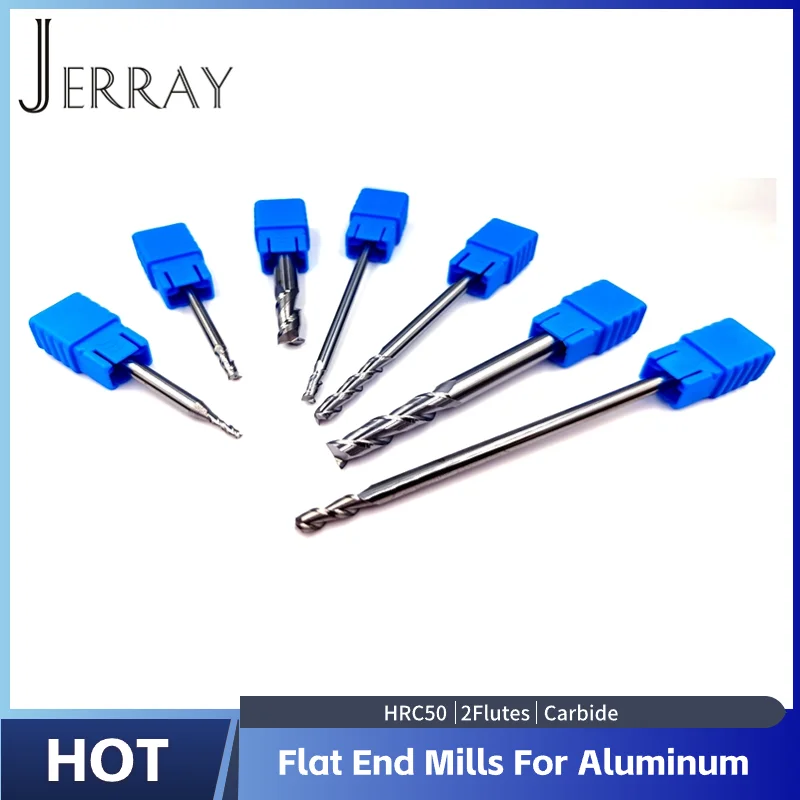 HRC50 2 flauti D4 6 8 10 12mm frese a candela piatta per fresa CNC in alluminio punte a spirale lavorazione acciaio al tungsteno in lega