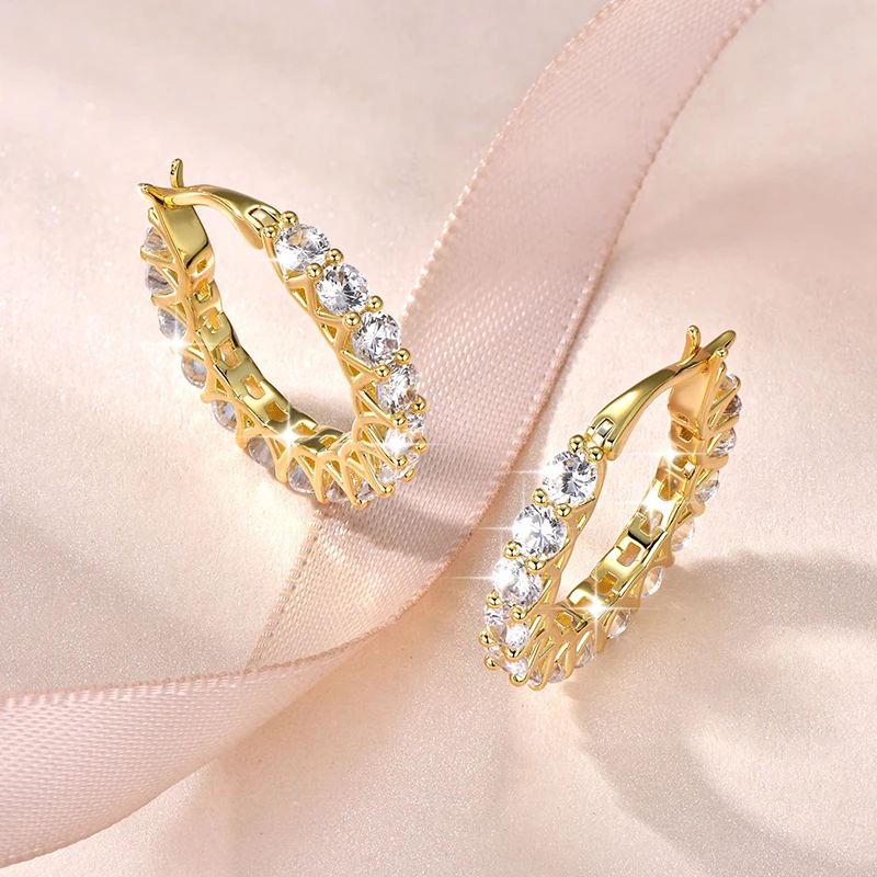 Lnngy 14K Gold Filled Huggies Earring Sparkling 3mm Cublic Zircon Hoop Earrings For Women Couples Wedding Jewelry Gift - view 4