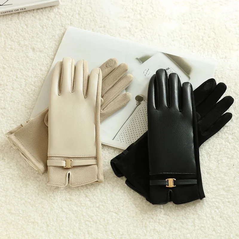 【grossas-e-quentes】luvas-femininas-com-tela-sensivel-ao-toque-a-prova-de-vento-para-inverno-para-ciclismo-e-conducao