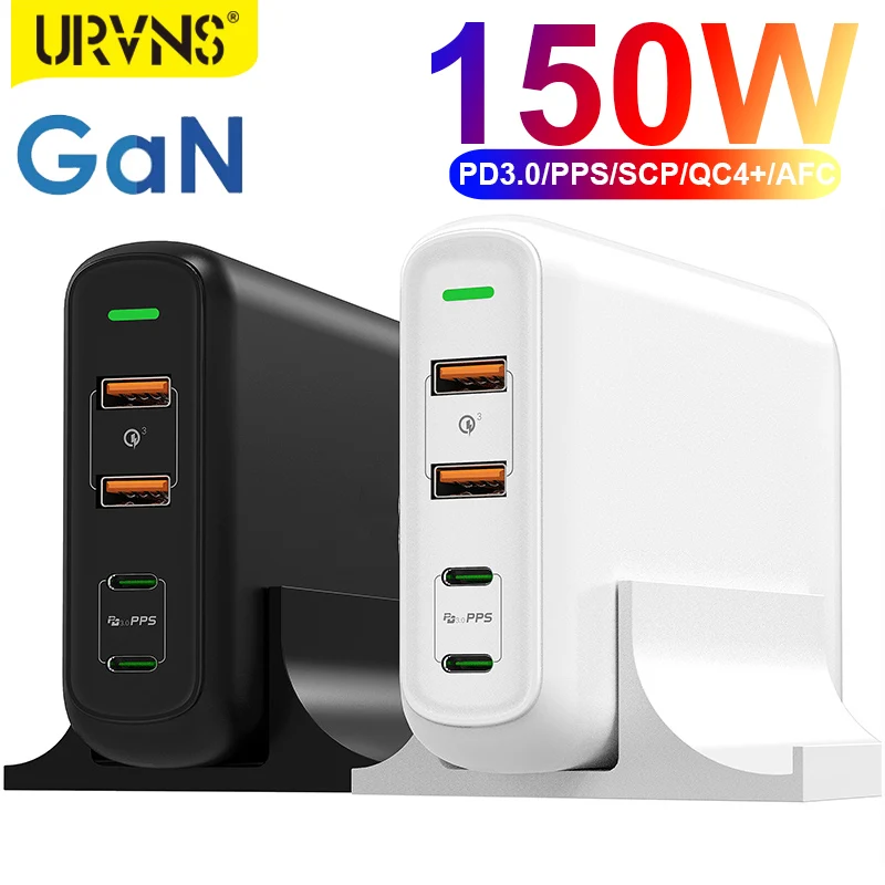 

URVNS 150W PD QC 4.0 3.0 GaN USB C Charger with Dual Type-C 100W PPS Fast Charging Power Adapter for MacBook Pro, Lenovo, iPhone