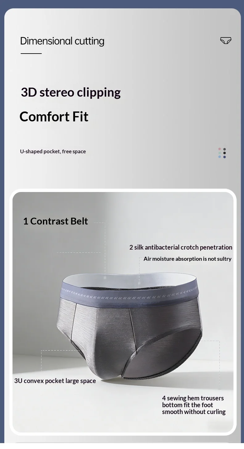 4-teiliges Luxus-Set Satinartige Herren-Shorts Sexy Glatte Kühle Unterhose Eisseide Schnelltrocknende Slips Atmungsaktive Herren-Unterwäsche – Detail 9