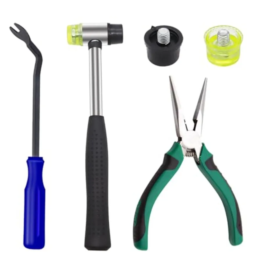 

Набор инструментов для обивки из 5 предметов с двойной головкой, мягкий резиновый молоток, 2 сменных головок, съемник UTip Tack и удаление меха