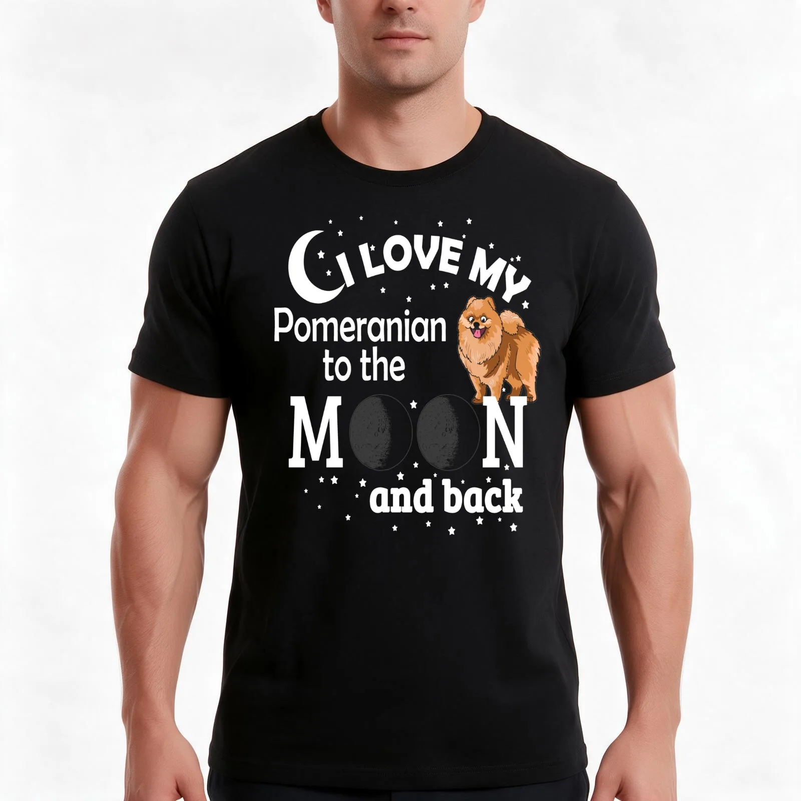 I Love My Pomeranian to The Moon And Back - Christmas And Birthday Gift Ideas T-Shirt, Summer Casual Cotton Tee, 100% Cotton