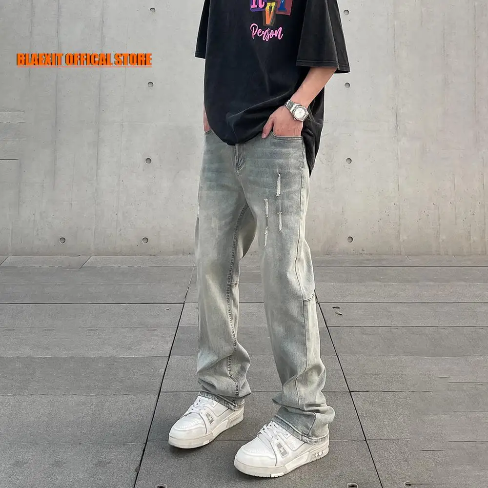 

Ripped Jeans Men Street Fashion Y2k Style Original Trousers Summer Streetwear Designer Loose Vintage Hombre Casual Denim Pants