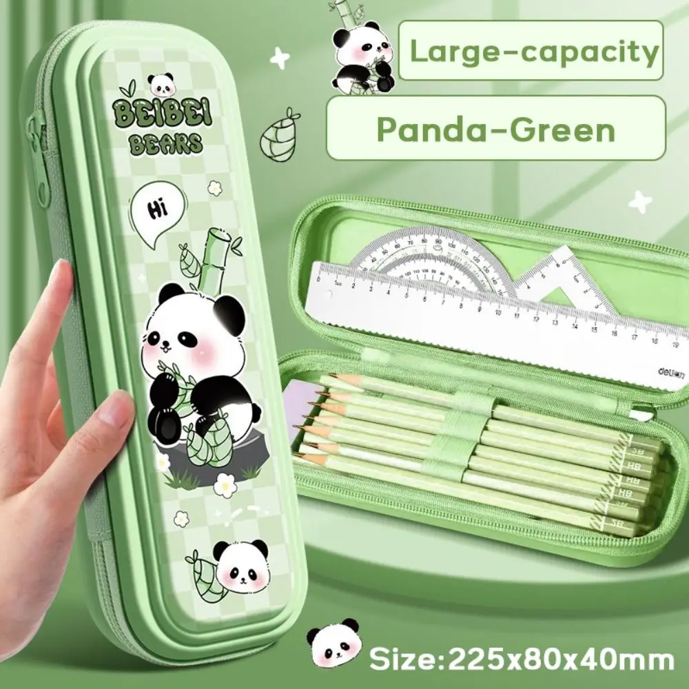 Cartoon Plastic Pencil Case Waterproof Capybara/Panda/Astronaut Pen Box Large Capacity Pen Bag Gift