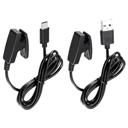 2pc Chargers for Garmin Lily 2/Approach S20 Smartwatch Charging Cord USB A+C Cables Forerunner 35/35J/230/235/630/ 645 Music