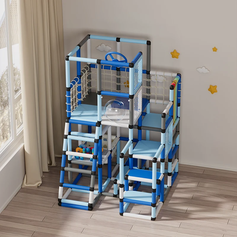 Indoor Kids Climbing Frame with Slide and Swing PP Material Eco-Friendly for School & Shopping Mall Use