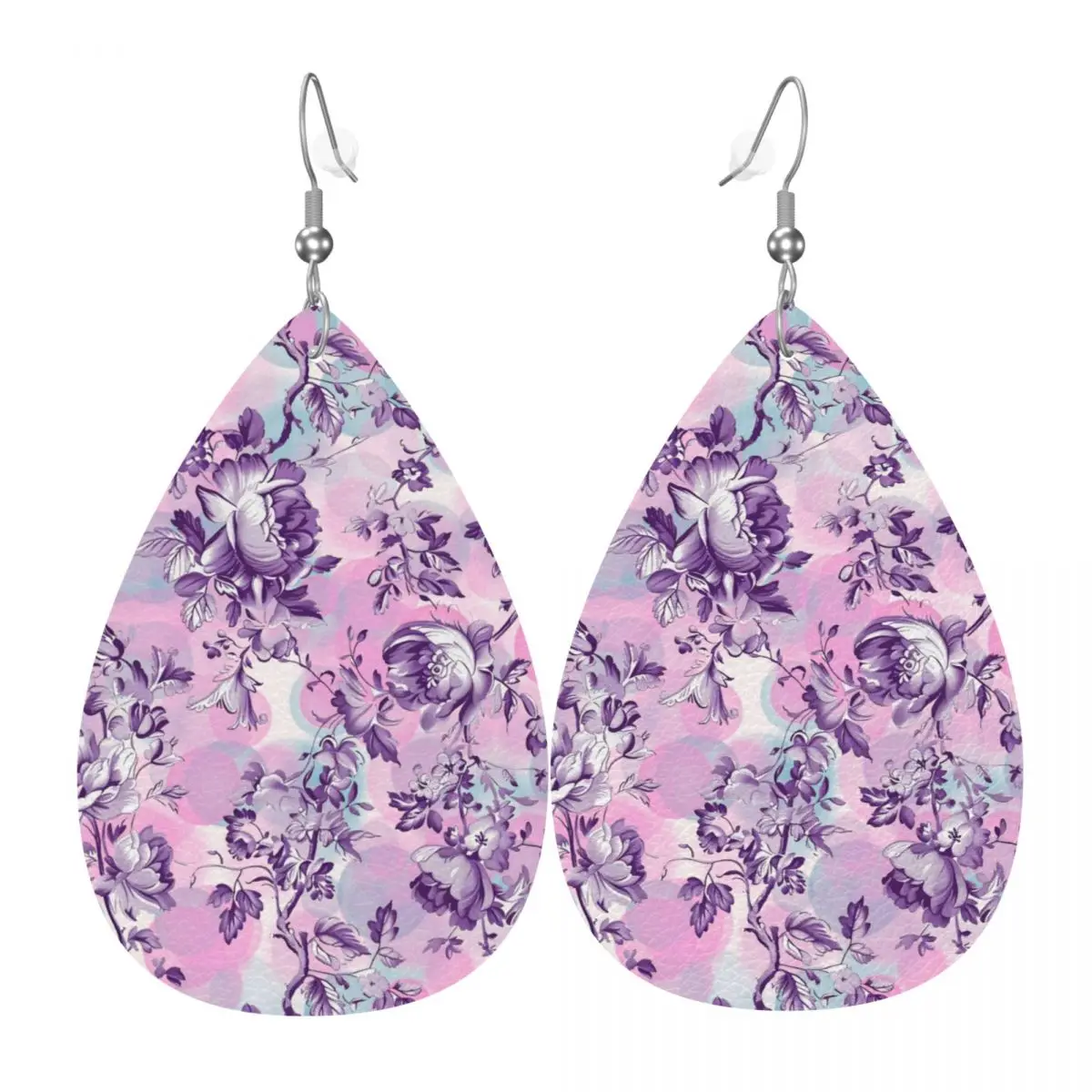 

Custom Valerie Wallpaper Dangle Drop Earrings Leather Earrings for Women Fashion Floral Print Wallpaper For Party