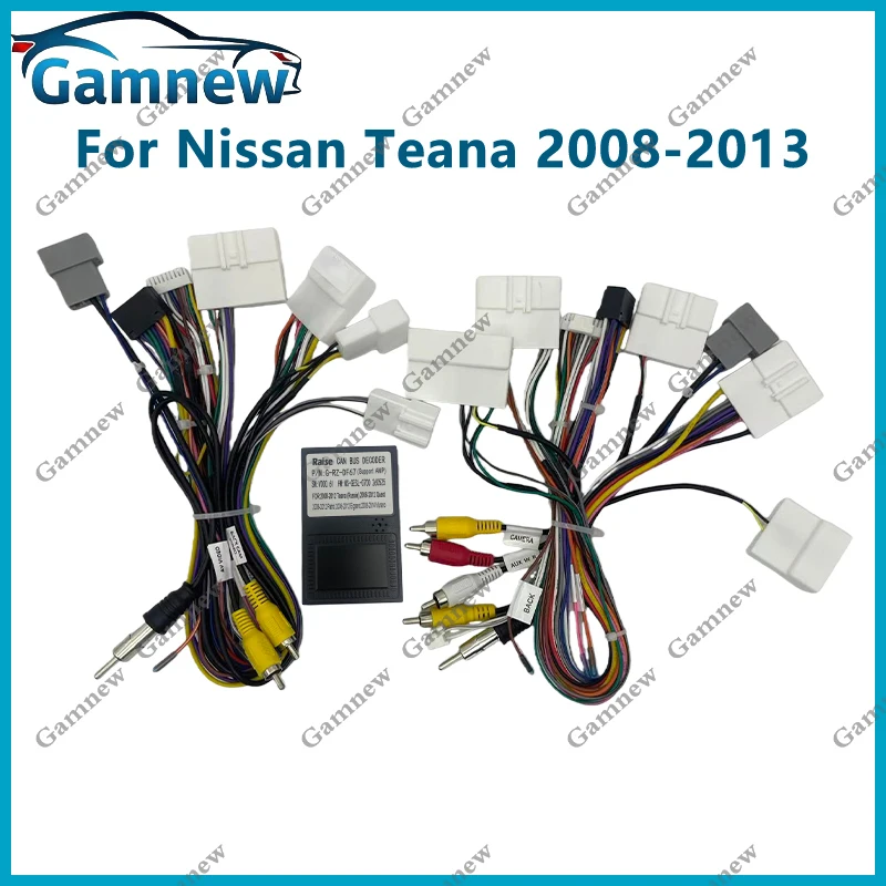 Car Radio Cable 16-pin Power Wire Harness Adapter with Canbus Box Decoder For Nissan Teana 2008-2013 Nissan Murano 2007- 2016