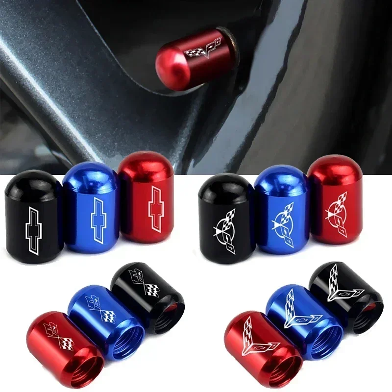 4pcs Car Wheel Tire Valve Stem Caps Cover for Chevrolet Corvette Sail SS Aveo Sonic Spark Cruze Hatchback Malibu Equinox Orlando