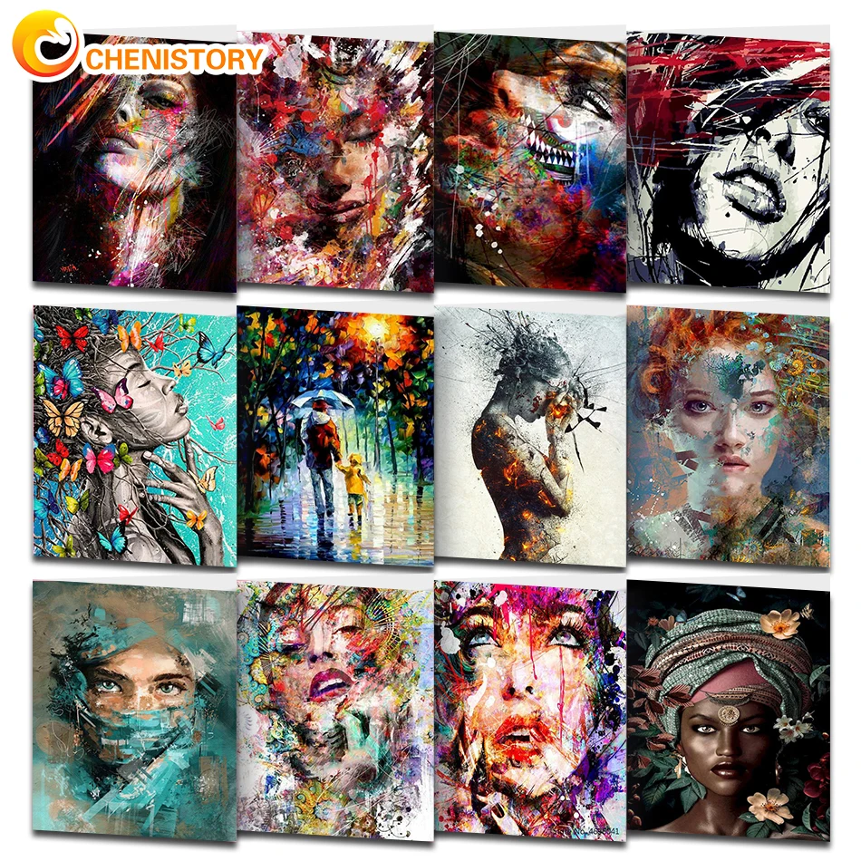 

CHENISTORY 60X75cm Painting By Number Abstract Woman Painting Art Supplies Paint Kit Picture By Number Diy Gift Home Decors