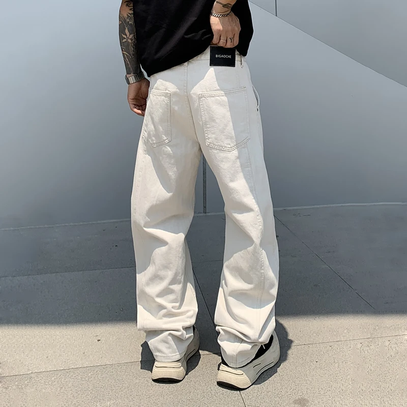 BGC9350 여름 신작 남성 아메리칸 레트로 청바지 솔리드 컬러 루즈 트렌디 와이드 레그 다목적 Scimitar 바지