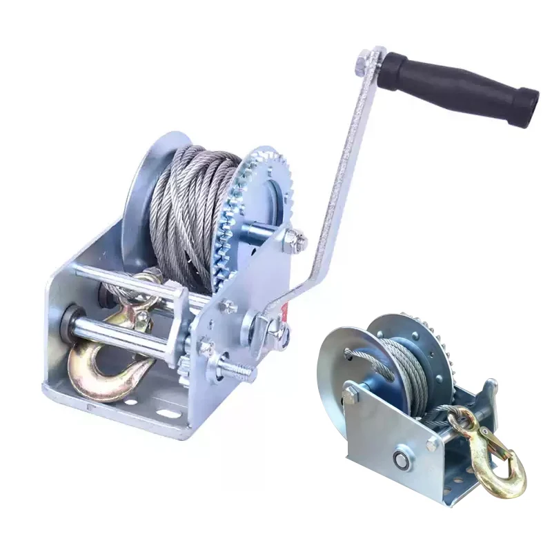 Stainless Steel Self-locking Hand Winch 800lbs/3000lbs Manual Durable Off-road Vehicle Hand Crank Winch for Boat Truck Trailer