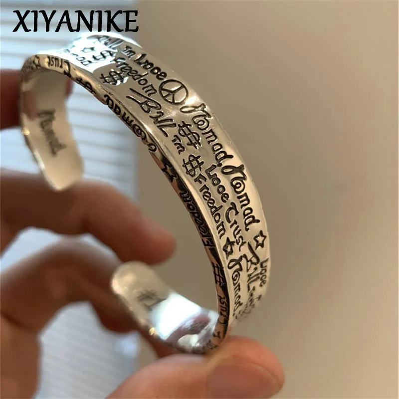 

XIYANIKE Vintage Delicate Graffiti Cuff Bracelet For Women Girl Luxury Fashion New Punk Jewelry Party Lady Gift pulseras mujer