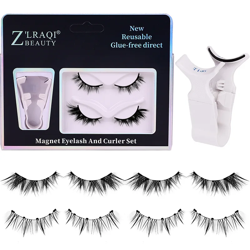 2 Paar halb-magnetische Wimpern, 3D-Naturlook Dual-Magnet-Wimpern-Set, wiederverwendbar & wasserfest