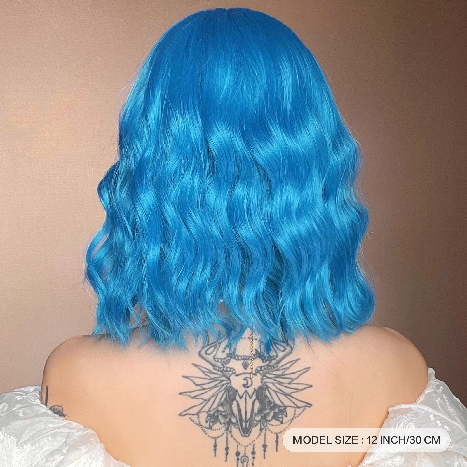 12 Inch Ladies Girls Highlight Short Curly Wig 220g Synthetic Halloween Dress Up Wig Elf Blue Figure Eight Wig Cosplay Party Wig