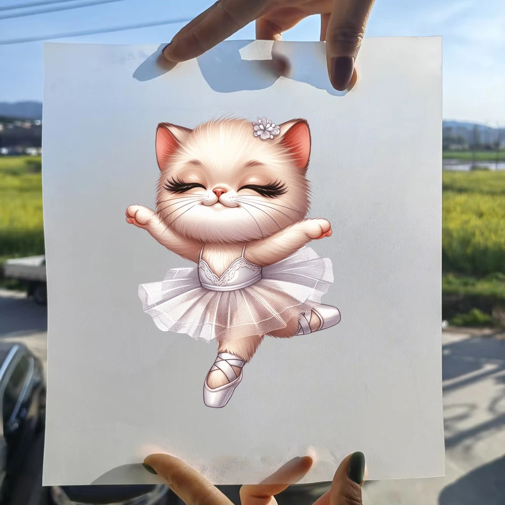 15cm Kids Cartoon Dance Princess Dress Cat Iron On Transfers Sticker For Clothes T-shirt Jacket Heat DTF Transfer Thermal Decal