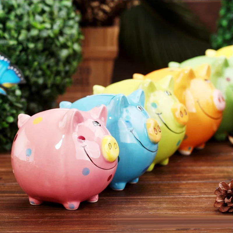 Home Decor Nordic Ins Lucky Pig Ceramic Piggy Bank Save Container Desktop Money Box Ornament Kids Birthday Craft Gift