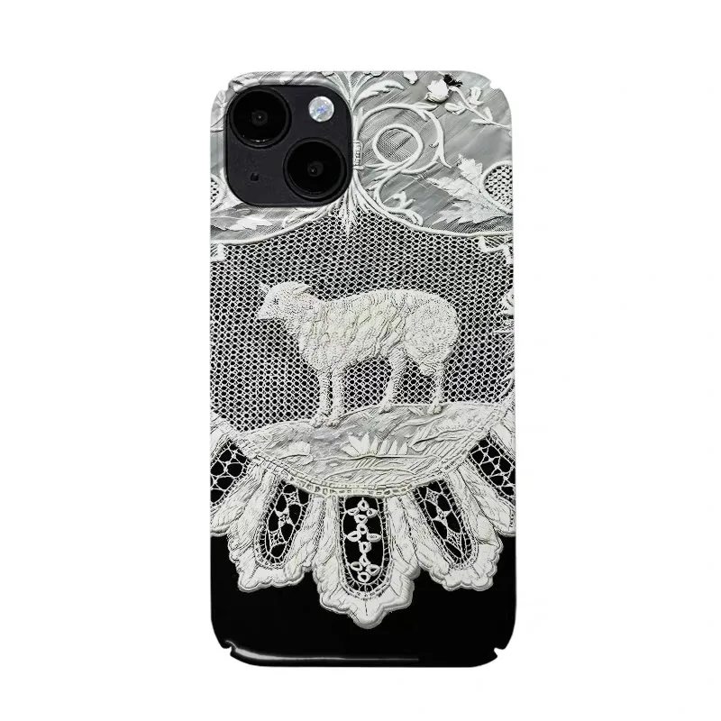 

Black and White Retro Lamb Phone Case for IPHONE 17 Air 16E 15 PROMAX 14 Plus 13 12 MINI 11 PRO 16Plus XR XS Acrylic Phone Cover