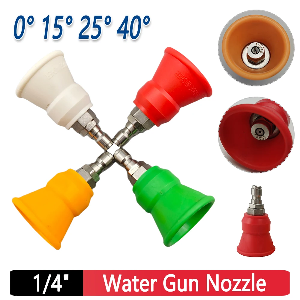 

Water Gun Nozzle Stainless Steel Wash Gun Adapter 1/4" High Pressure Quick Connector Car Washing Metal Jet Lance Nozzle