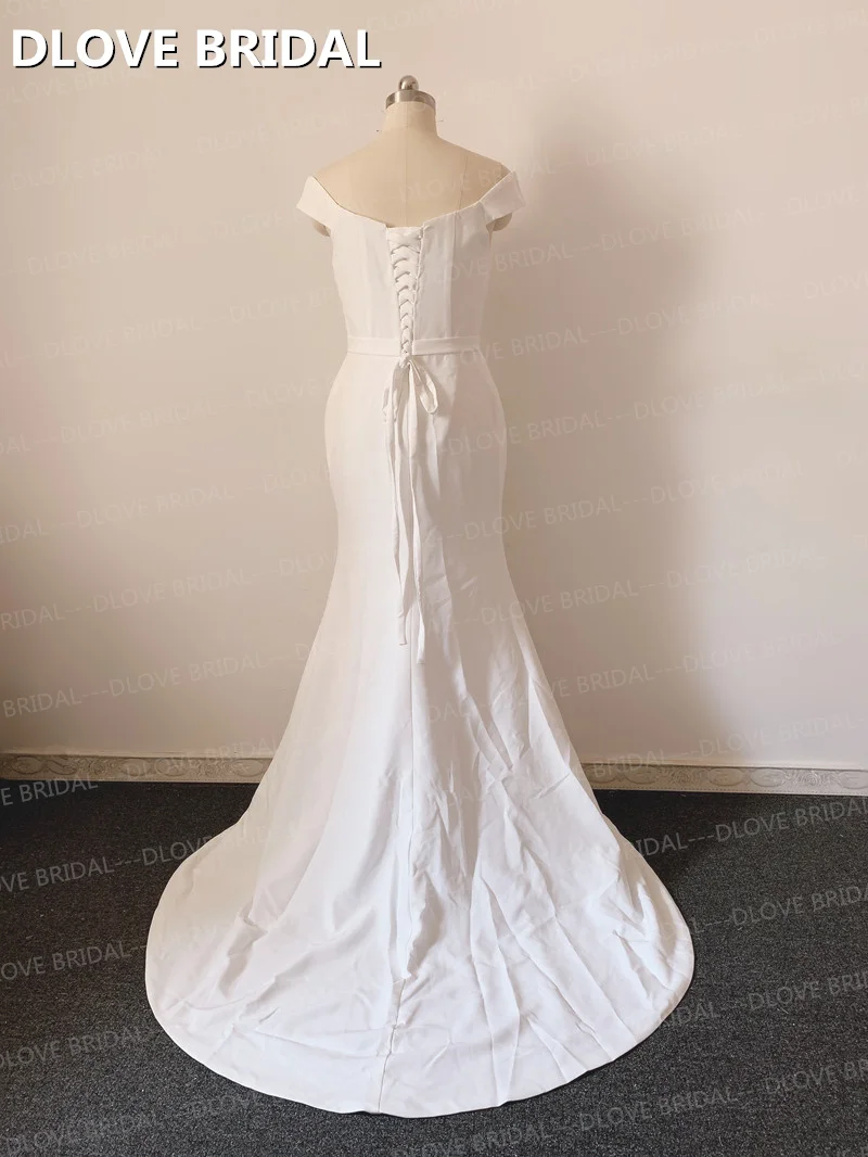 Robe de mariée Simple et élégante, épaules dénudées, pour l'extérieur, Photos réelles