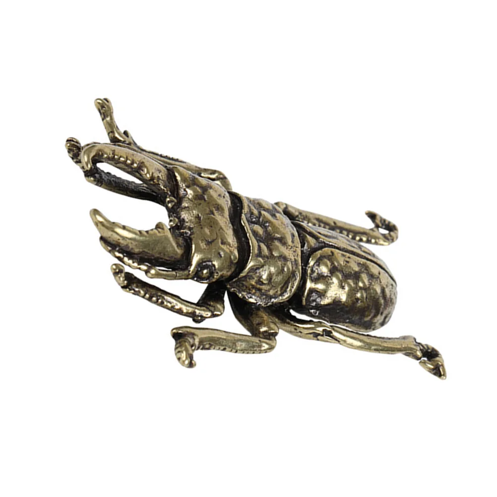 

1pc Copper Beetle Ornaments Model Decor Brass-carved Adornment Long-horned Brassware Gift Decorative Unique Fashion beetle Shape
