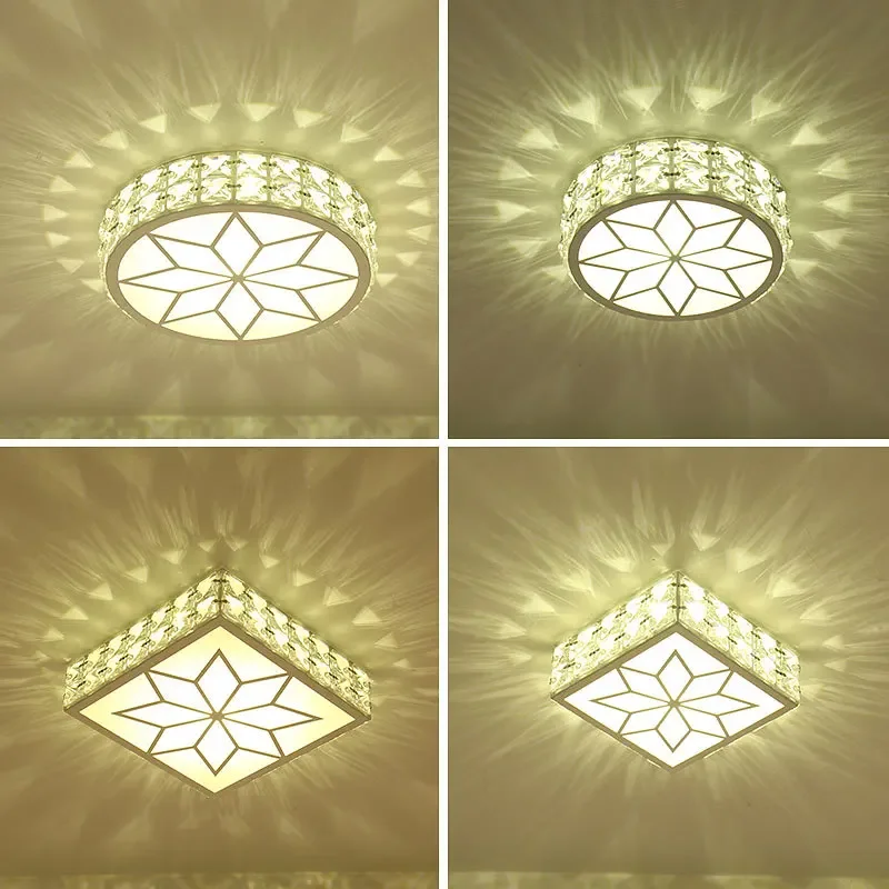 

JKIN European Creative crystal ceiling corridor lamp circular led living room lamp balcony corridor simple modern lighting
