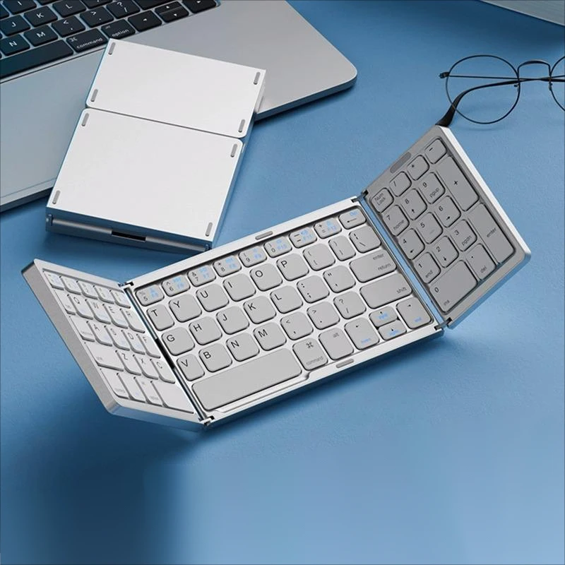 Triple Folding Bluetooth Keyboard, Triple Device Bluetooth Connection, 45 Hours Working Time Portable Business Trip Keyboard