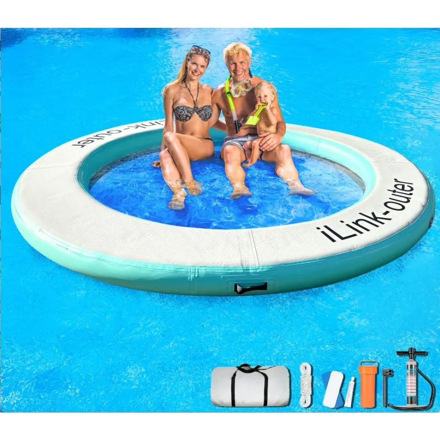 

Надувной круглый плавающий матрас-плот для озера, реки, бассейна, водный гамак, плавучая платформа-остров, шезлонг для загара для взрослых