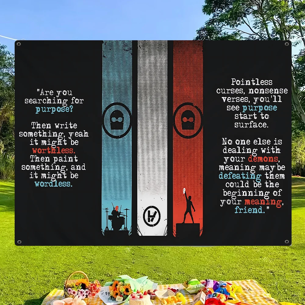 T-Twenty One P-Pilots Band Anime Chart Flag For Living Room Home Dorm Decor Art Home Decor Banner