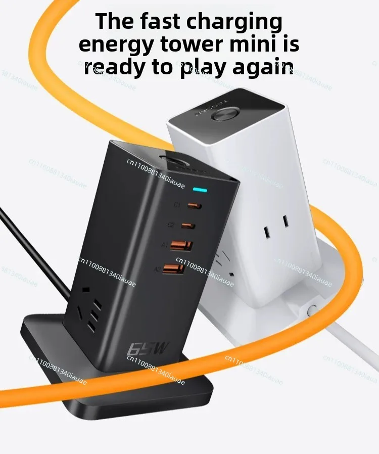 Fotografia 6: Tomada de Carregamento de Mesa 65W com Cabo Extensor USB, Cabo Mini Torre Plug