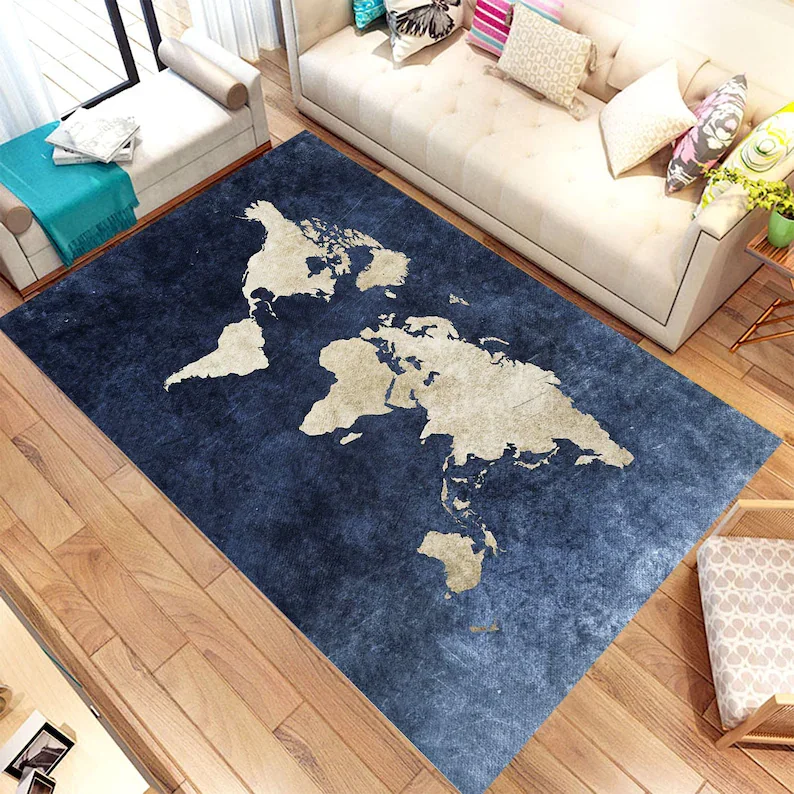 Education  World Map Kids Room Decor Game Carpet for Living Room  Fan Carpet Area  Non Slip Floor Carpet Teen  Gift