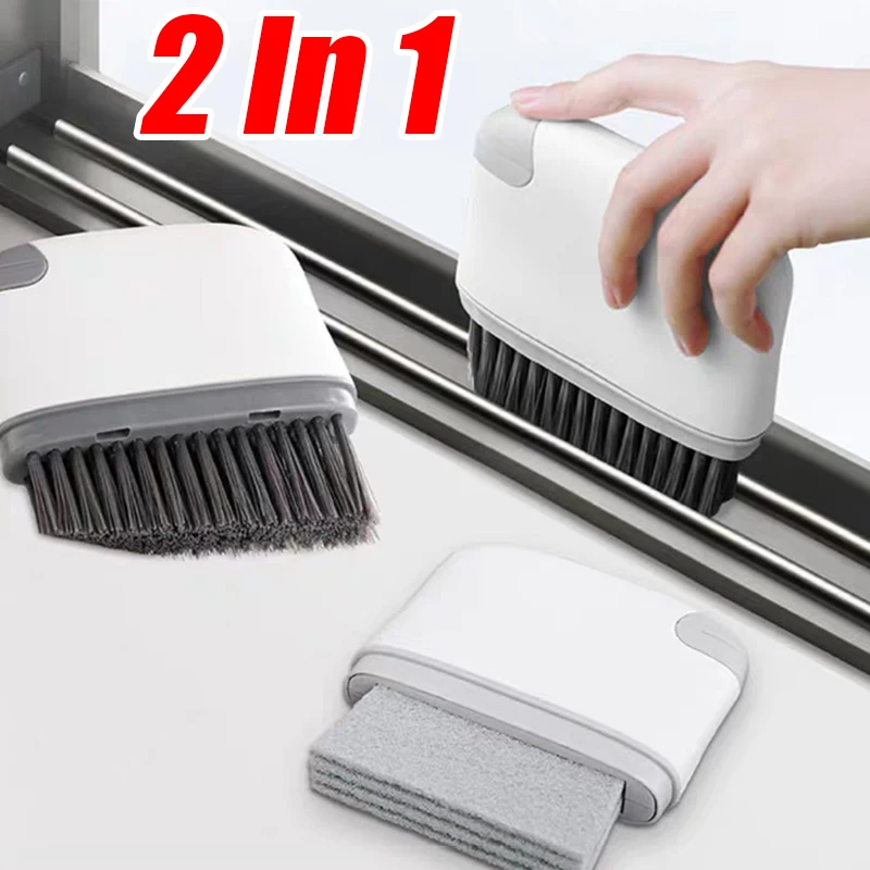Cepillo de limpieza 2 en 1 para rieles de ventana y ranuras de puerta, cepillos multifunción para el pelo y las ranuras de ventanas, accesorios domésticos y de cocina