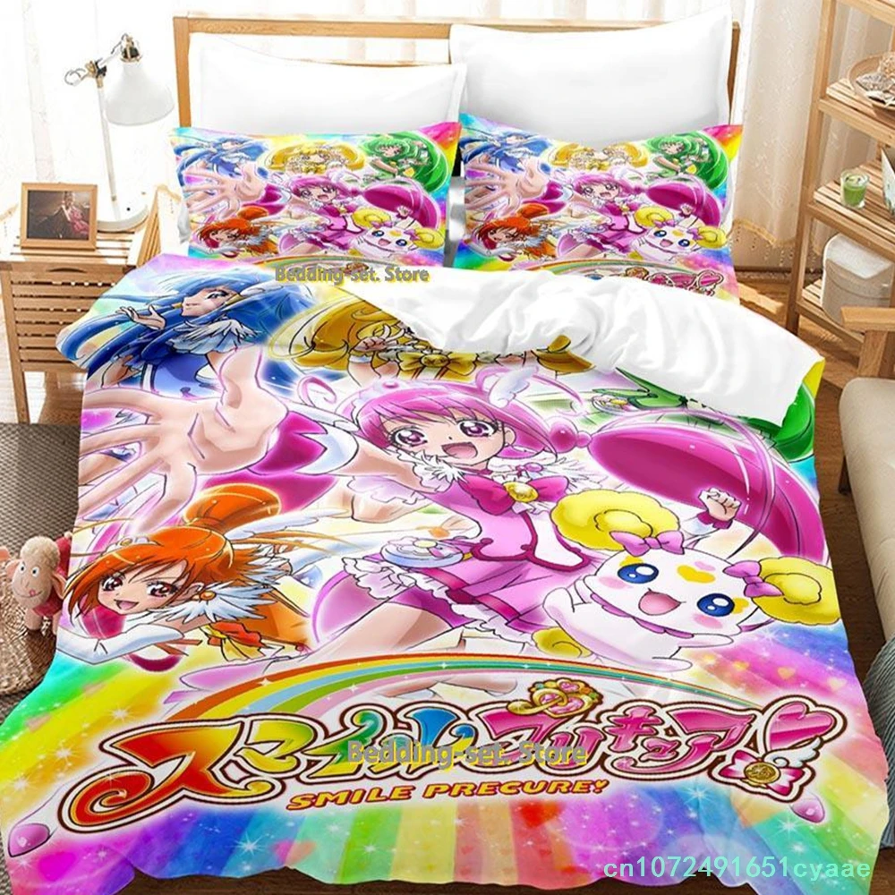 New Pretty Cure Bedding Set Single Twin Full Queen King Size Bed Set Adult Kid Bedroom Duvetcover Sets Anime Parure De Lit Bed