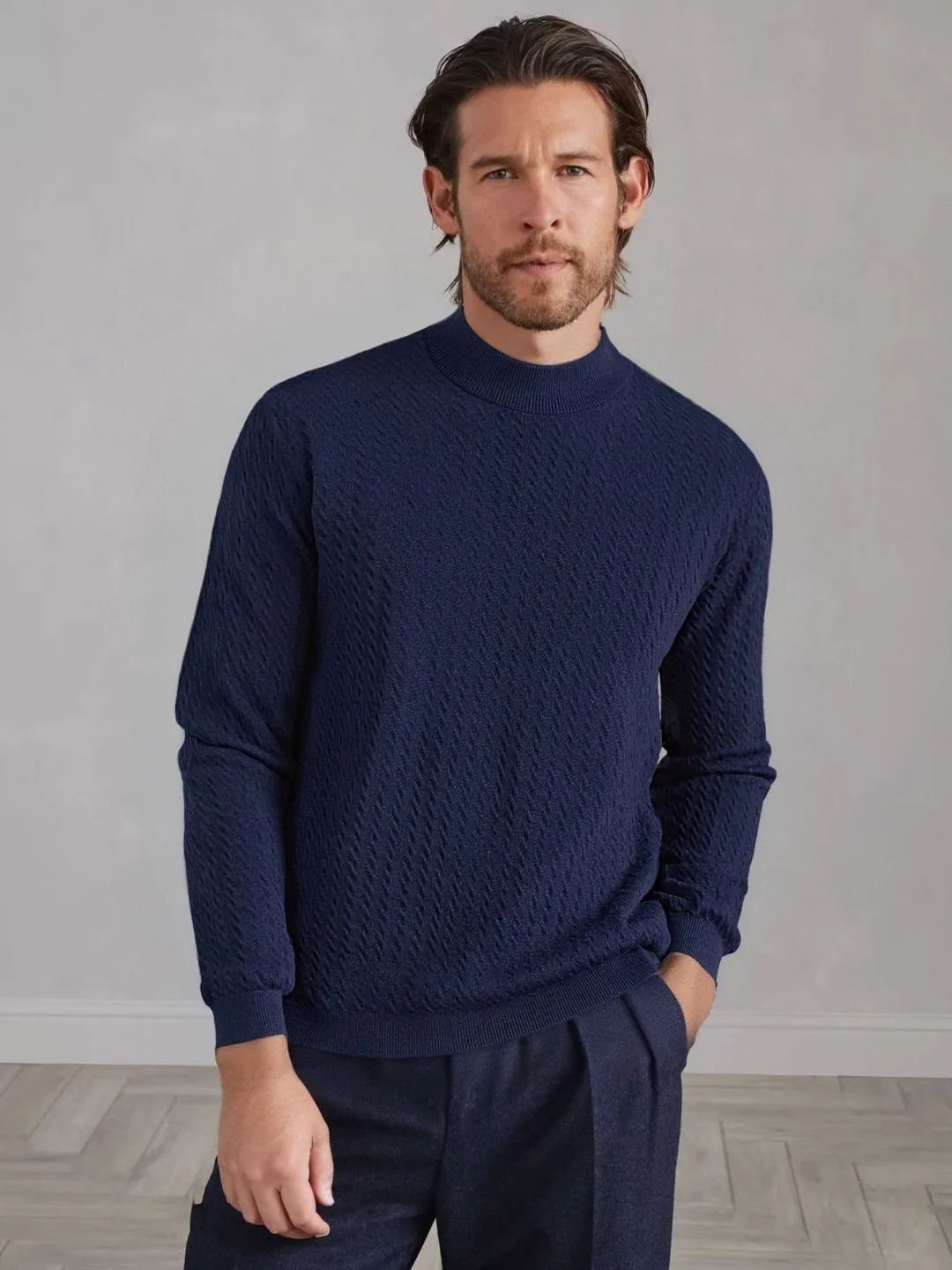 

Осень-зима, мужской вязаный шерстяной повседневный длинный свитер свека, прямой крой, деловой, удобный для дома, без сетки...