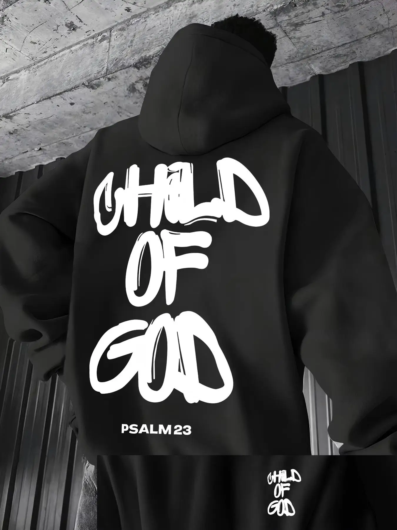 Child of God Psalm 23 Print Oversized Christian Streetwear Sweatshirt Casual Long Sleeve Men's Casual Hoodie Outdoor Wear