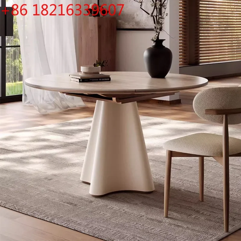 

Обеденный стол TAO Variable Round Table из массива дерева для небольшой квартиры, в кремовом стиле, простой и элегантный.