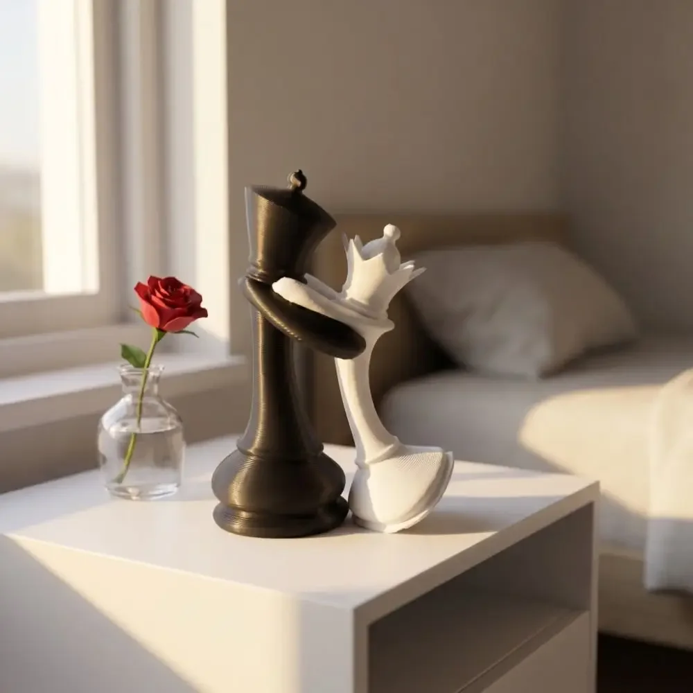 3D Printed Chess Statue Sculpture Couple Gifts King And Queen Statue Funny Home Decoration Desktop Ornaments Office