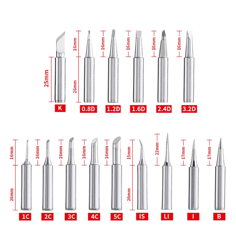 5Pcs/Set 900m-T-I Welding Tool Lead-Free Soldering Iron Head Bit for Welding Accessories Soldering Iron Tip