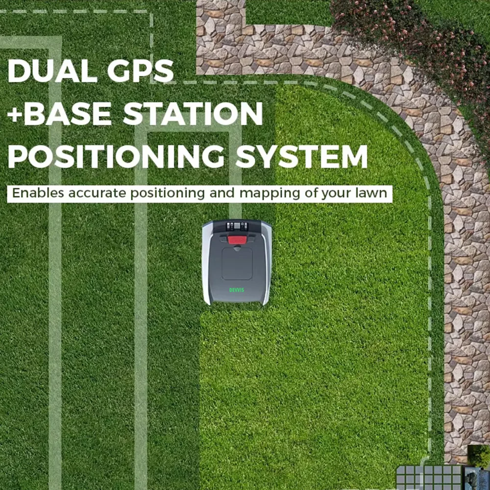 2024 Newest DEVVIS Robot Lawn Mower with GPS Intelligent Path Planing Cutting,Resumes cutting at breakpoints For 1000m2