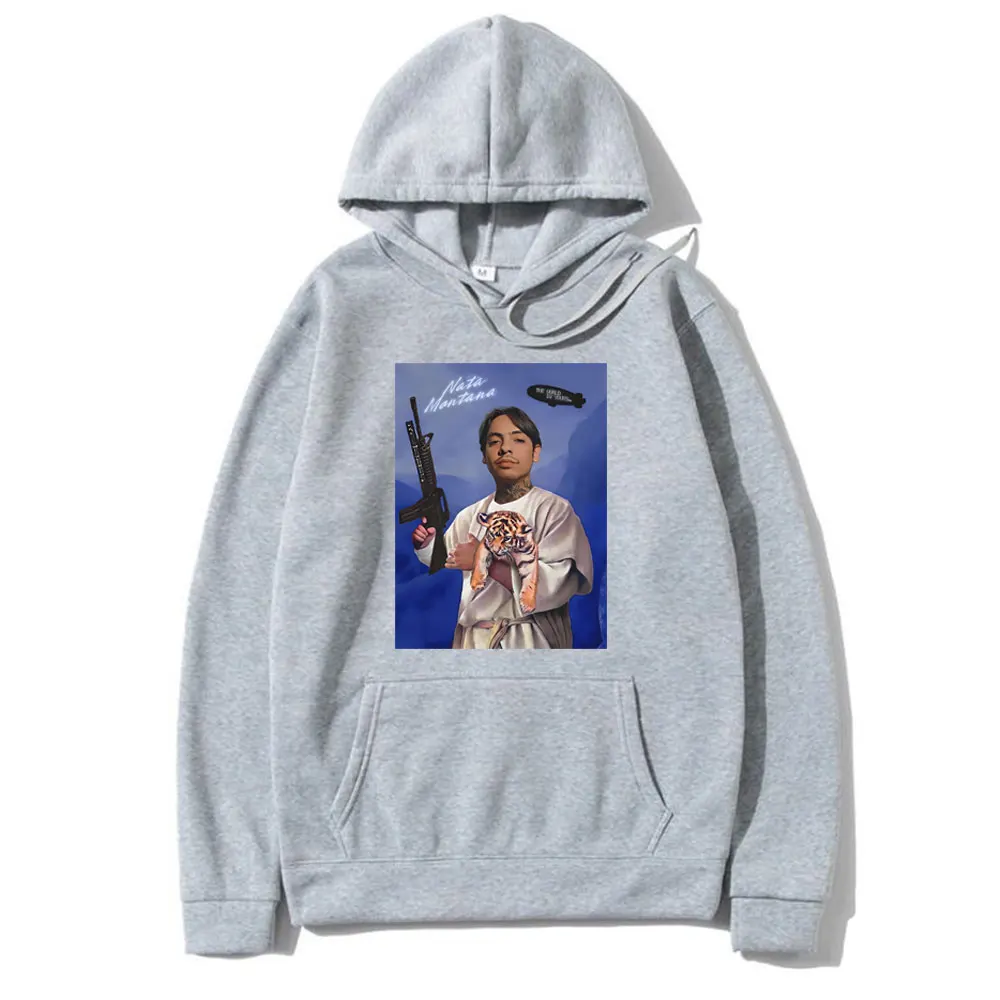 

Natanael Cano Tiger Print Hoodie Funny Nata Montana Graphic Sweatshirt Men Women Hip Hop Oversized Casual Fleece Cotton Hoodies